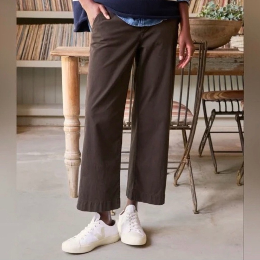 Frank & Eileen Westport Italian Wide-Leg Chinos in Dark Brown